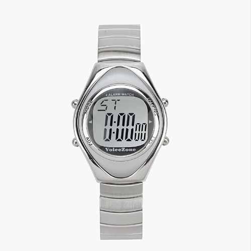 picture of chrome talking watch with stopwatch